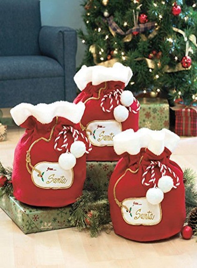 ARAD Christmas Gift Bags, Santa Gift Bags, Set of 2 Santa Bags, Fabric Gift Bags, Large Gift Bags, Reusable Christmas Bags, Christmas Gift Bag Set, Red Gift Bags,2 Count(Pack of 1) - Image 4